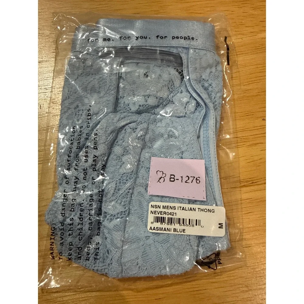 Cosabella NSN Men's Italian Lace Thong Aasmani Blue Designer Underwear size M